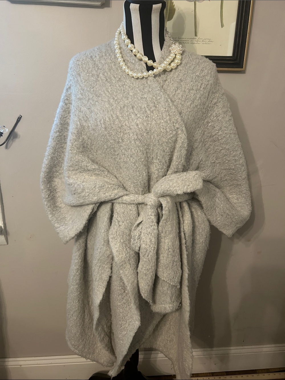 Michael Stars Light Gray Belted Wrap Poncho